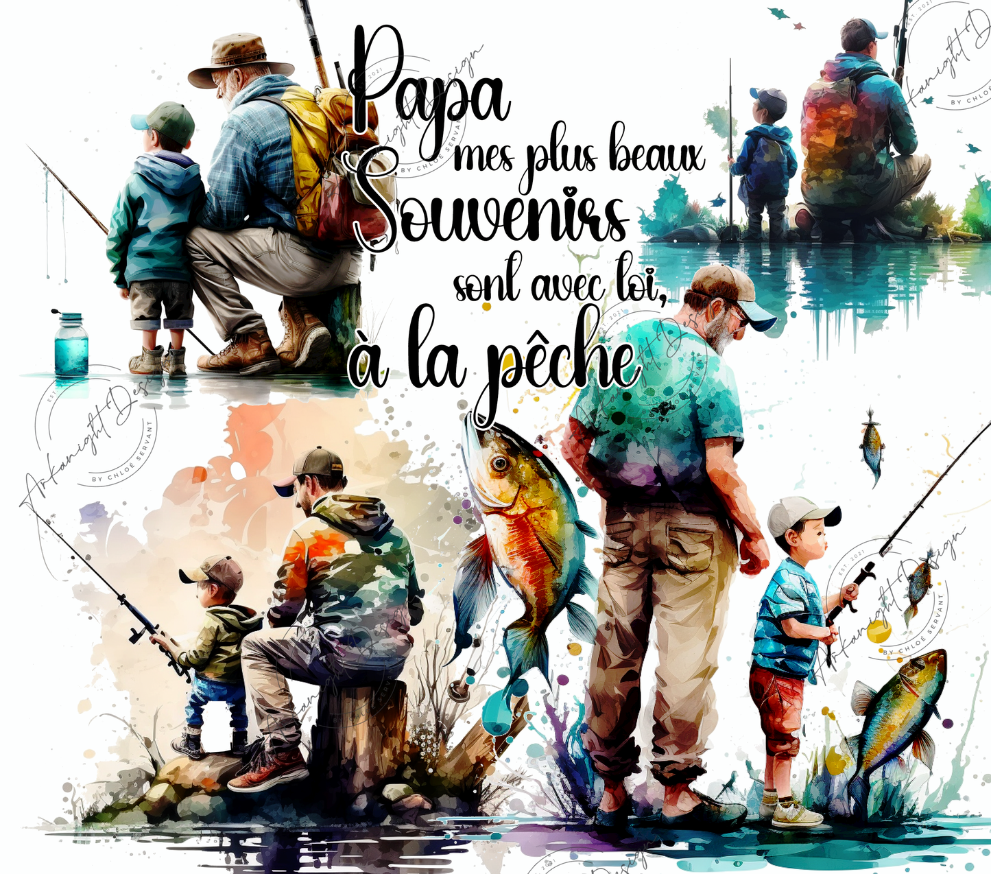 Papa et fils - Pêche