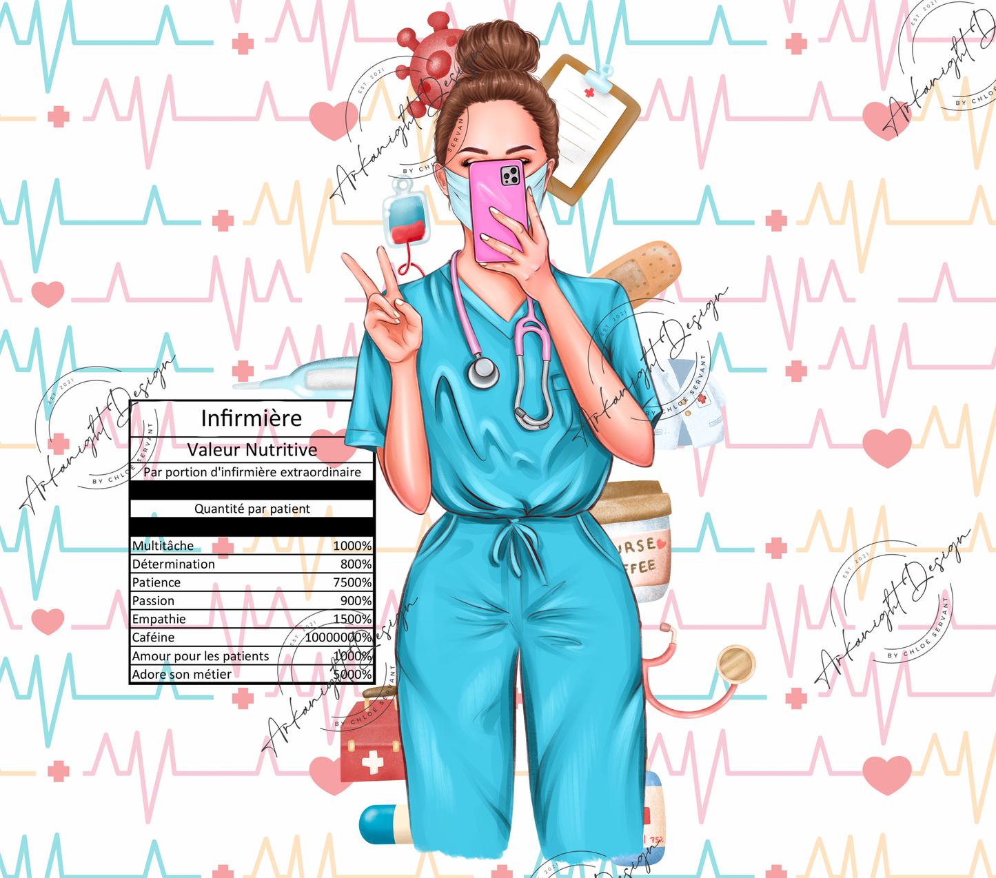 Infirmière - brune( Version peau blanche)