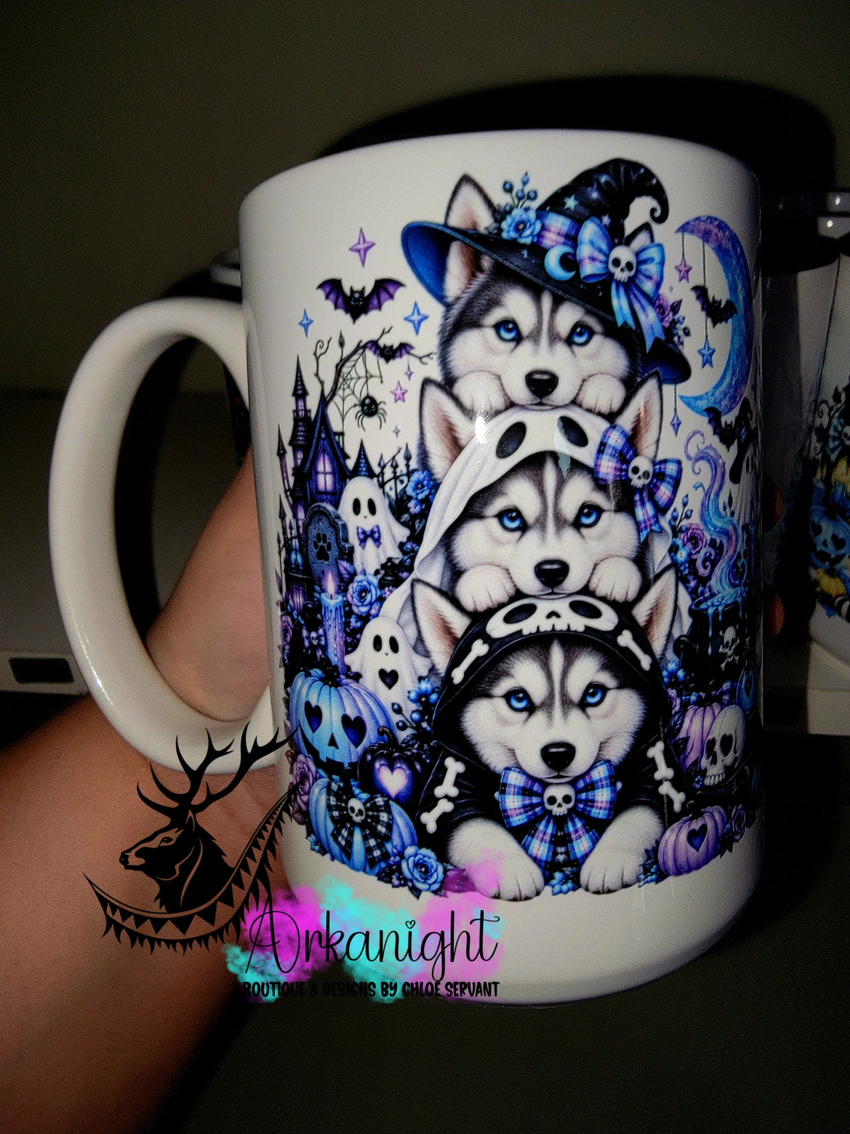 Tasse en céramique sur commande - Collection Automne et Halloween 2026 ♡ Trio D'animaux ♡ Husky