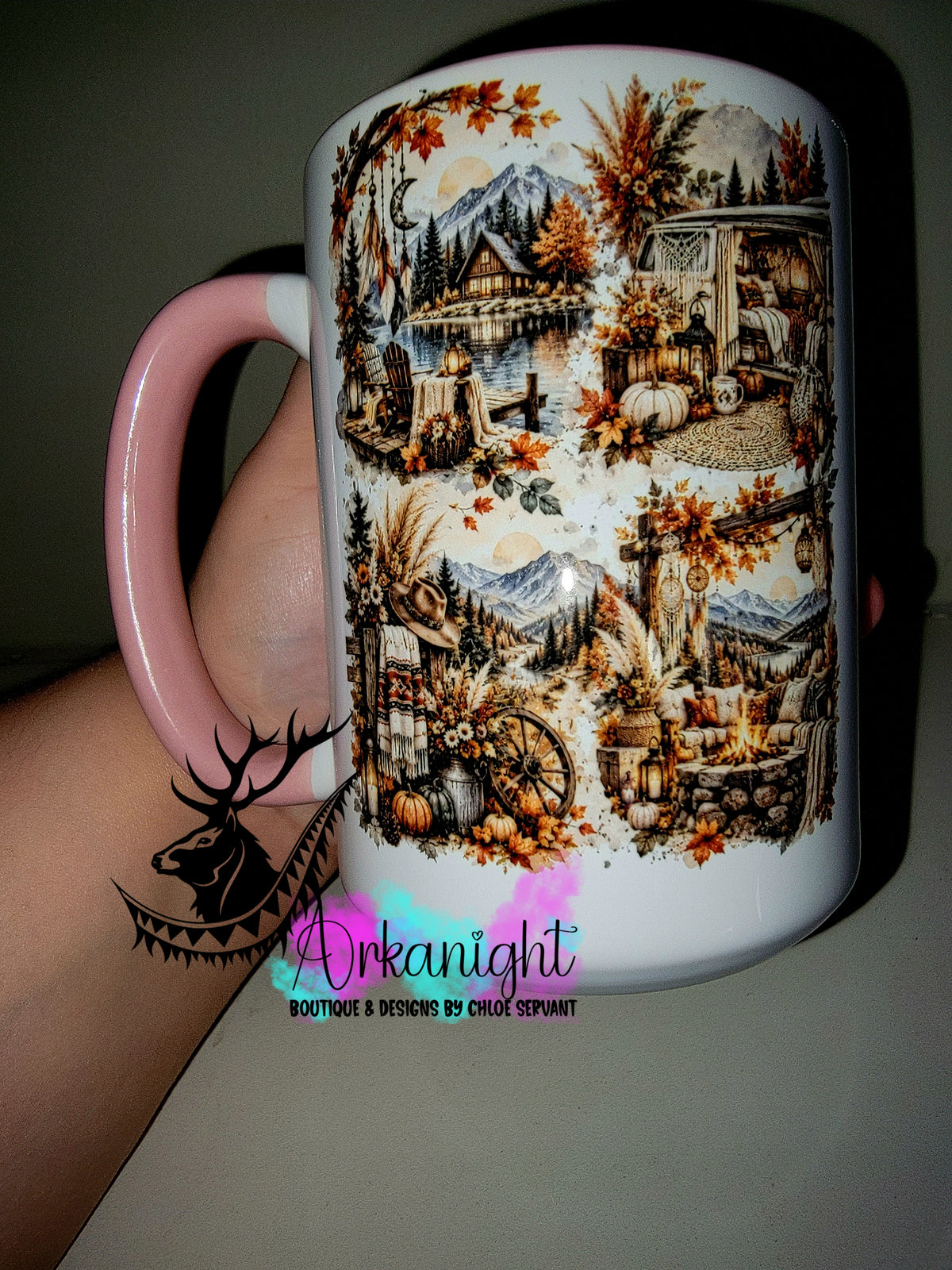 Tasse en céramique sur commande - Collection Automne et Halloween 2026 ♡ Paysage en montage Boho