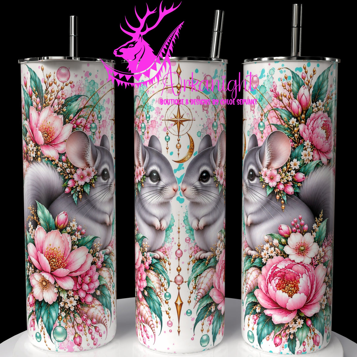 Gourde sur commande ♡ Collection   Animaux - Cycle Lunaire ♡ Chinchillas