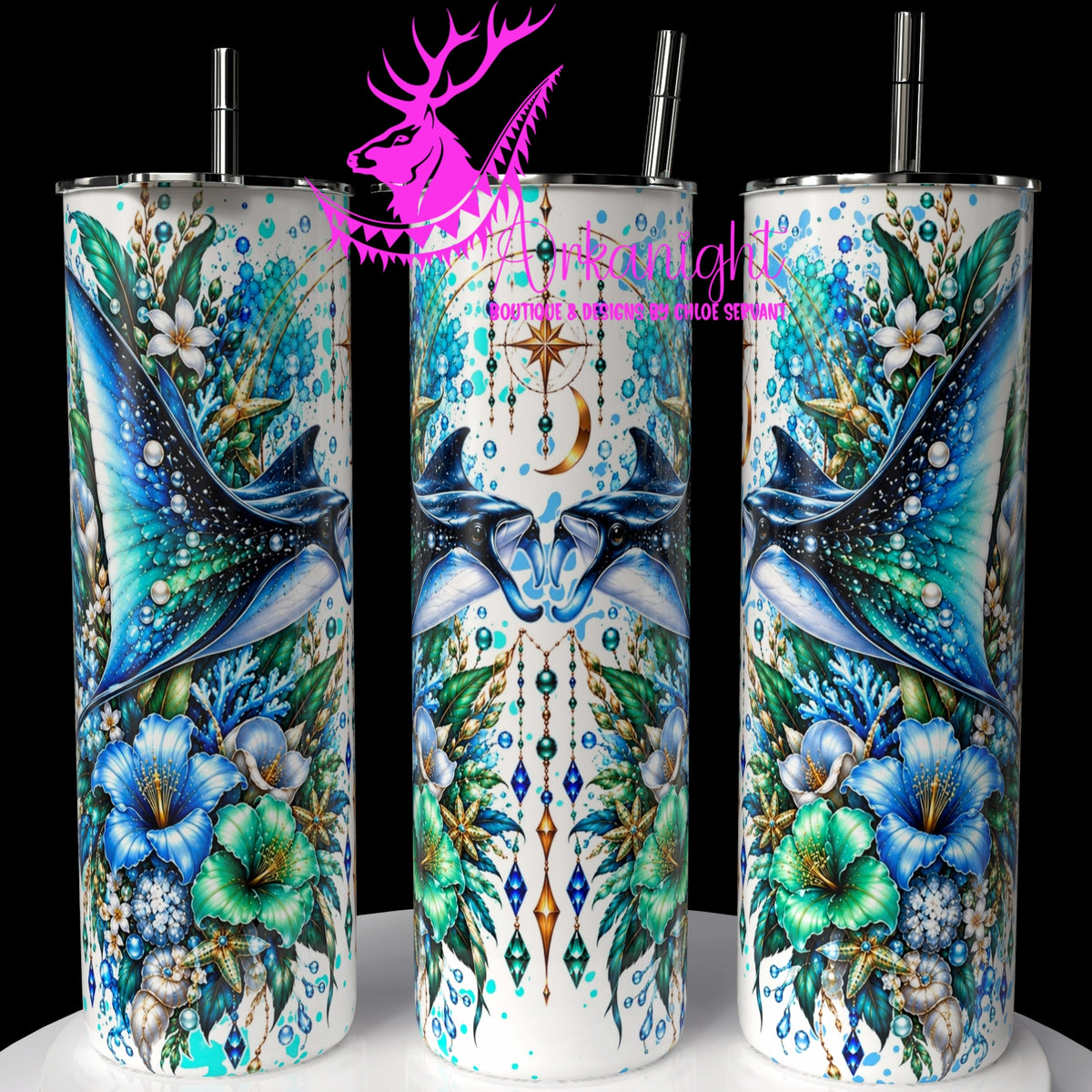 Gourde sur commande ♡ Collection   Animaux - Cycle Lunaire ♡ Raie Manta