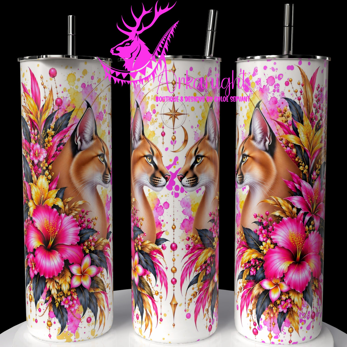 Gourde sur commande ♡ Collection   Animaux - Cycle Lunaire ♡ Caracal