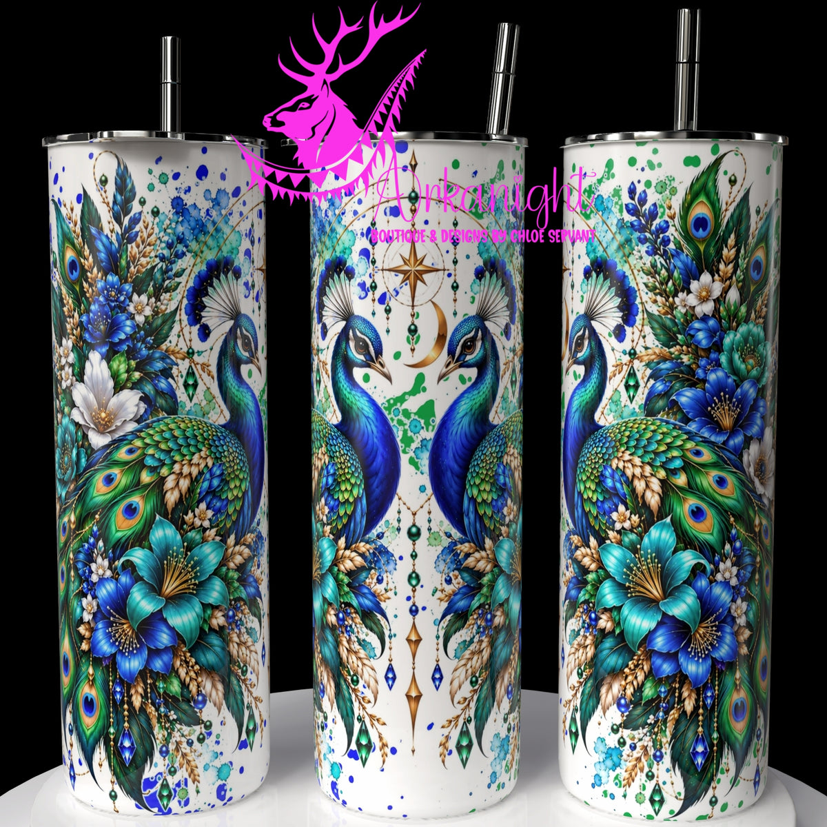 Gourde sur commande ♡ Collection   Animaux - Cycle Lunaire ♡ Paon