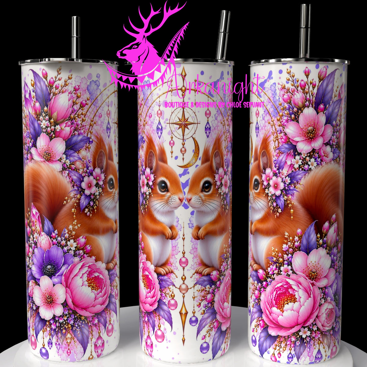 Gourde sur commande ♡ Collection   Animaux - Cycle Lunaire ♡ Écureuils Roux
