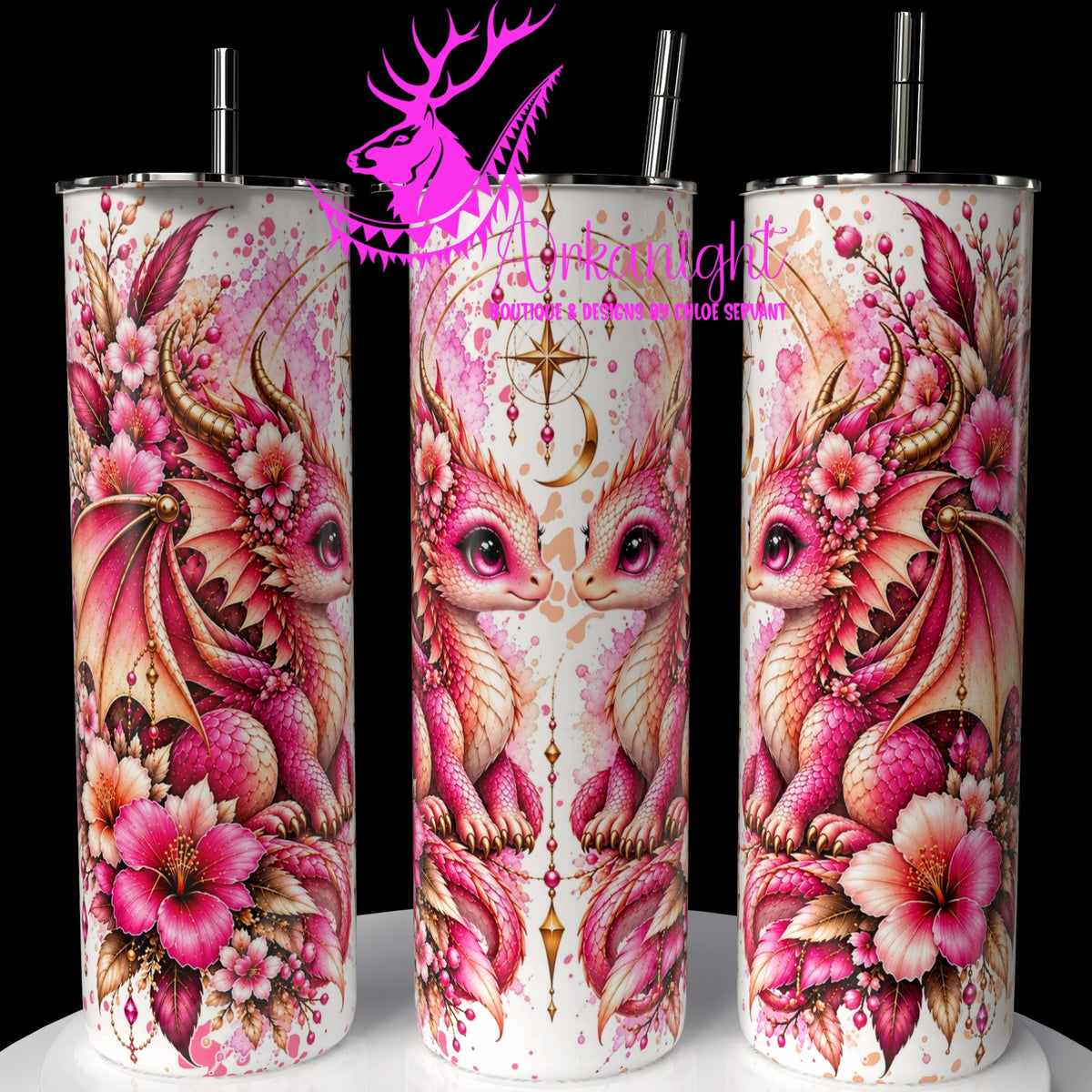 Numérique ♡Collection Animaux - Cycle Lunaire ♡ Dragon ♡ Rose & Pêche