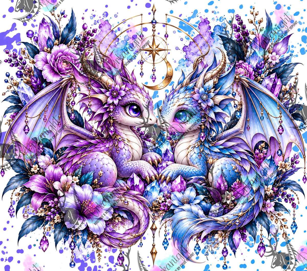 Numérique ♡Collection Animaux - Cycle Lunaire ♡ Dragon ♡ Bleu pâle & Lilas