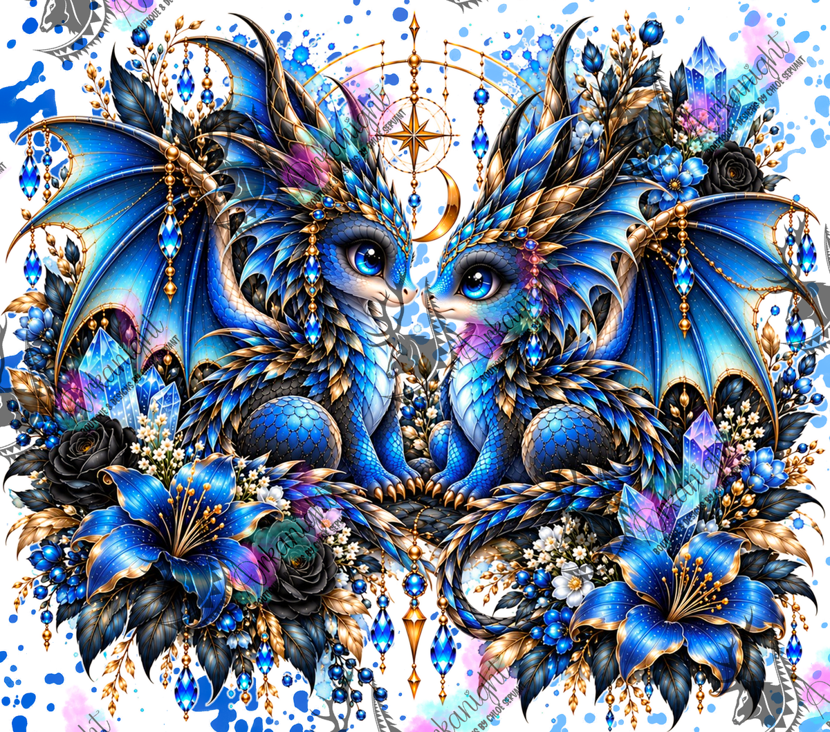 Numérique ♡Collection Animaux - Cycle Lunaire ♡ Dragon ♡ Bleu & Noir
