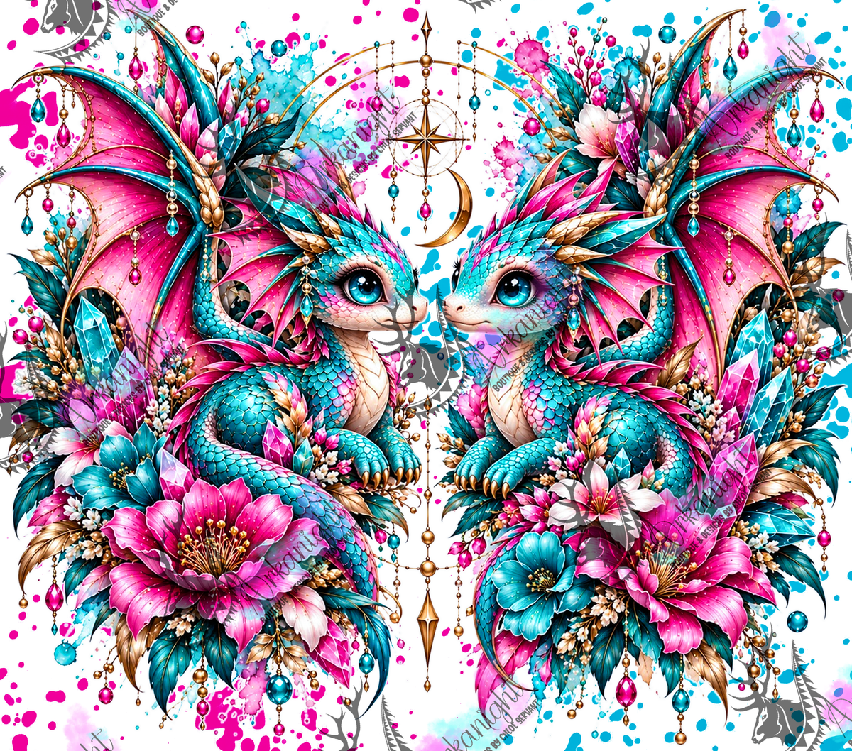 Numérique ♡Collection Animaux - Cycle Lunaire ♡ Dragon ♡ Turquoise & Rose