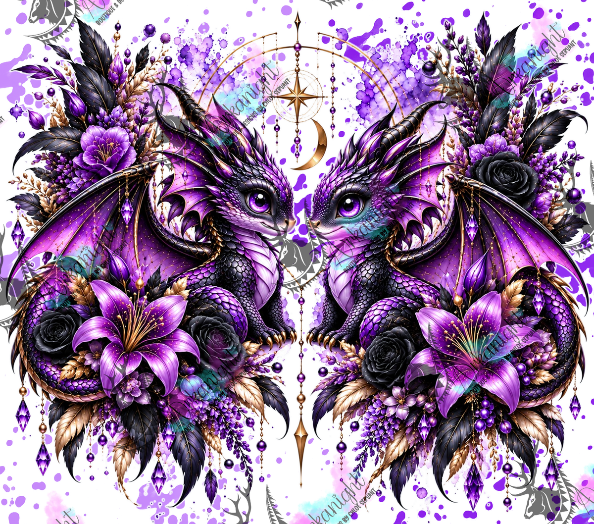 Numérique ♡Collection Animaux - Cycle Lunaire ♡ Dragon ♡ Mauve & Noir
