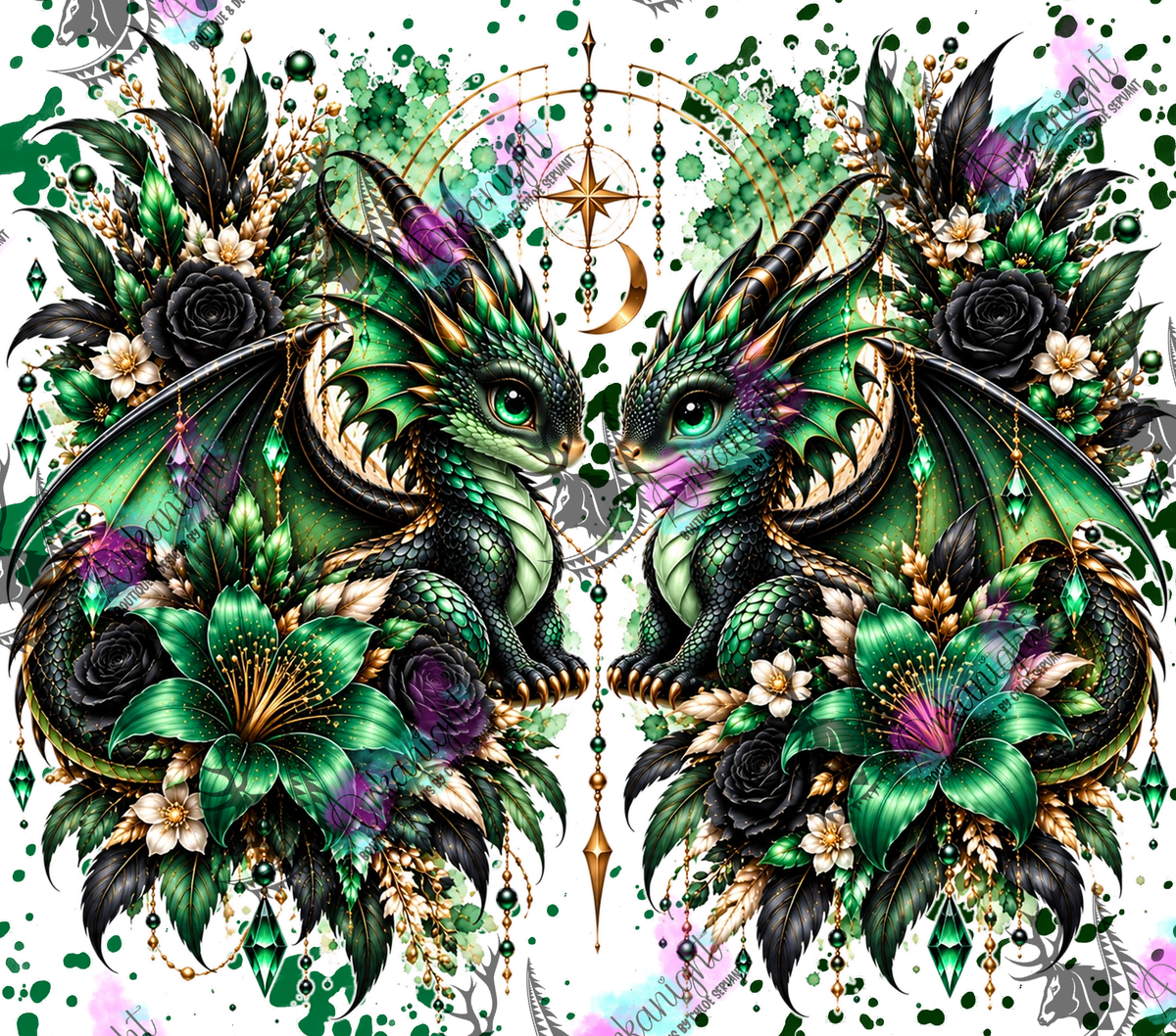 Numérique ♡Collection Animaux - Cycle Lunaire ♡ Dragon ♡ Vert & Noir