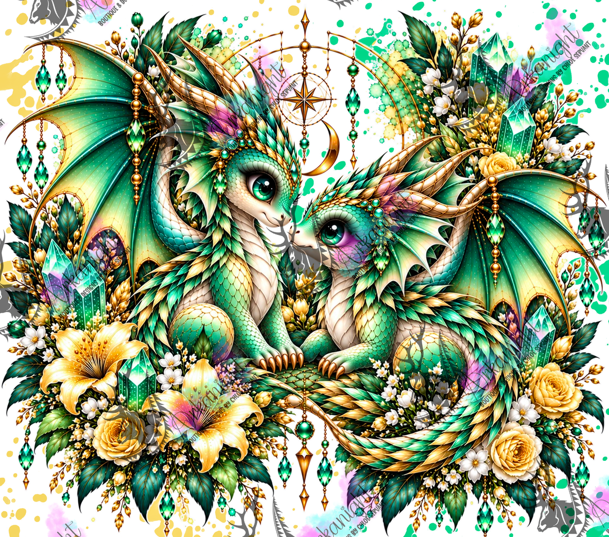 Numérique ♡Collection Animaux - Cycle Lunaire ♡ Dragon ♡ Vert & Jaune