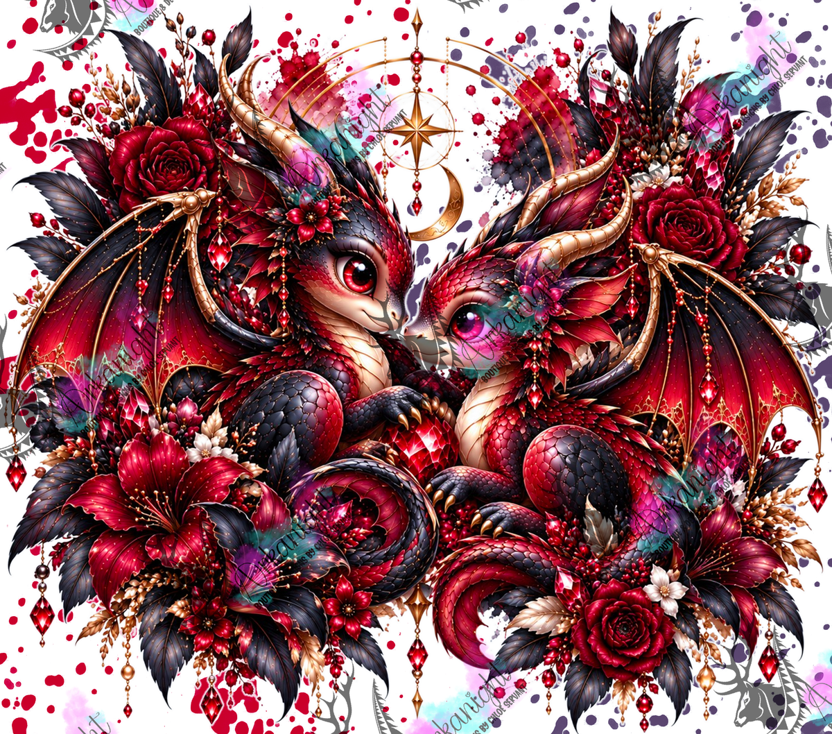 Numérique ♡Collection Animaux - Cycle Lunaire ♡ Dragon ♡ Rouge & Noir