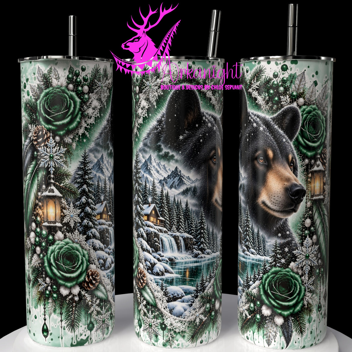 Gourde sur commande ♡ Collection  Hiver 2026-2027 ♡ Double Exposition Hiver ♡ Ours Noir