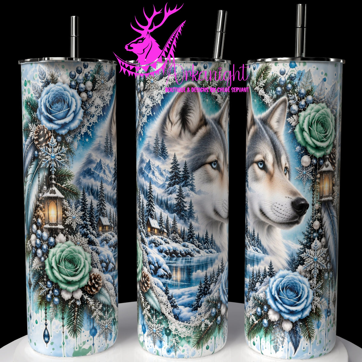 Gourde sur commande ♡ Collection  Hiver 2026-2027 ♡ Double Exposition Hiver ♡ Loup Gris