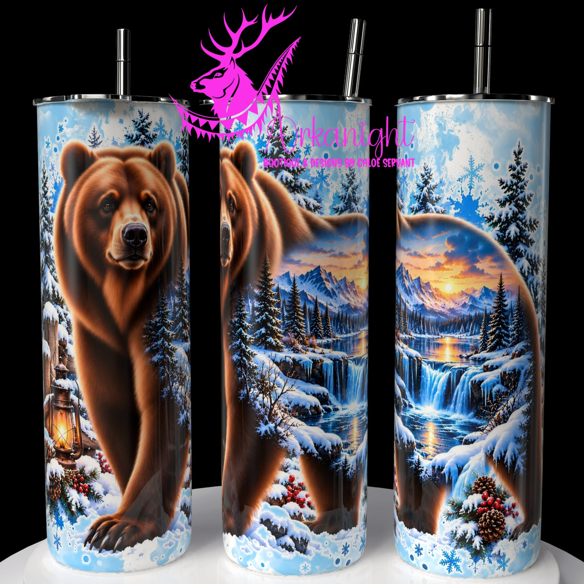 Gourde sur commande ♡ Collection  Hiver 2026-2027 ♡ Double Exposition au Chalet ♡ Ours Brun