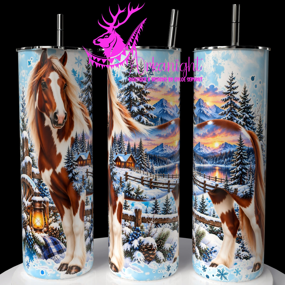 Gourde sur commande ♡ Collection  Hiver 2026-2027 ♡ Double Exposition au Chalet ♡ Cheval Paint Horse