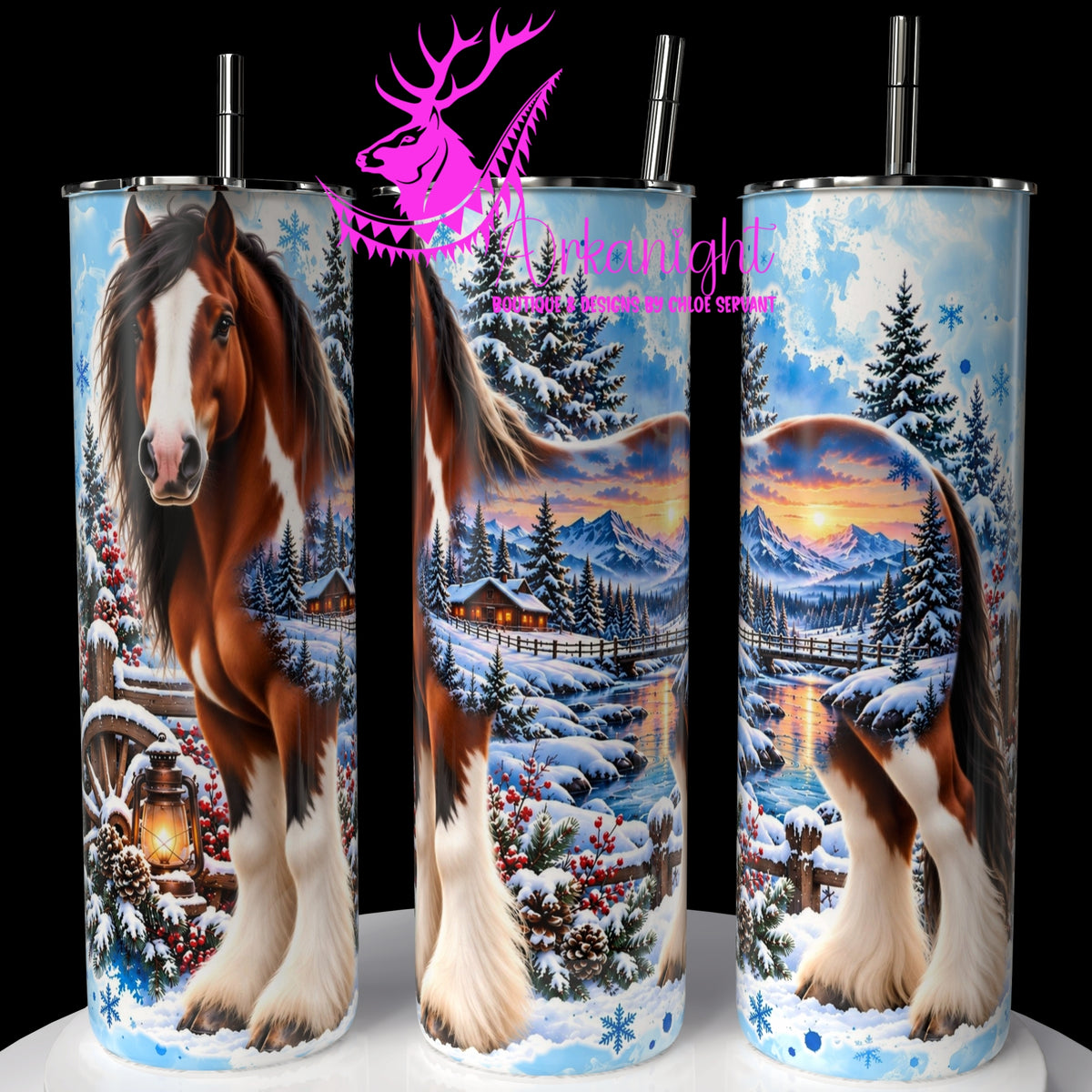 Gourde sur commande ♡ Collection  Hiver 2026-2027 ♡ Double Exposition au Chalet ♡ Cheval Clydesdale