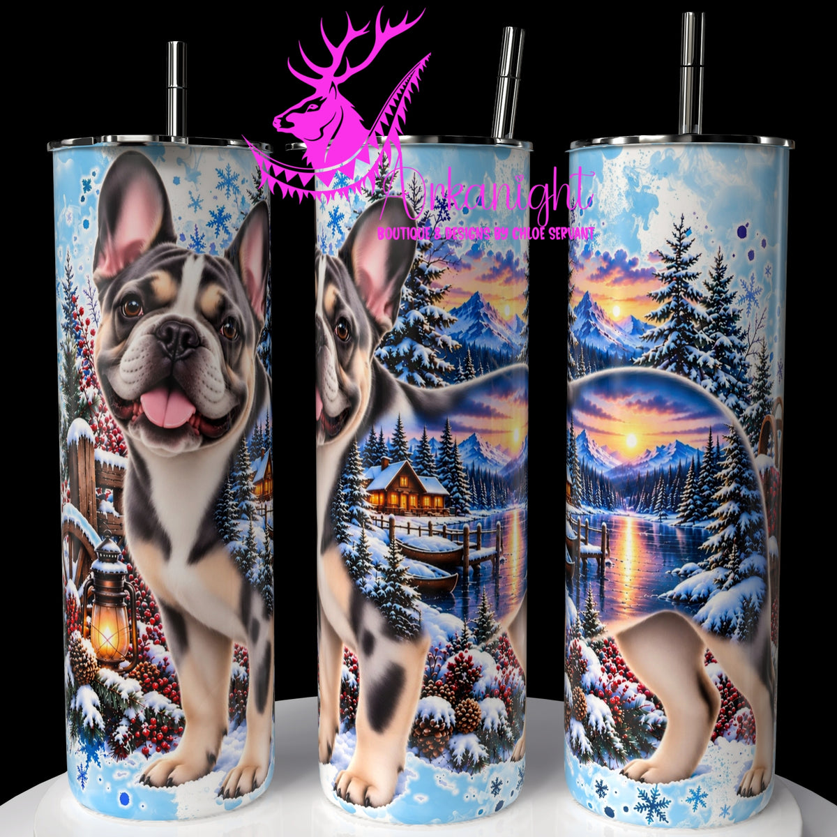 Gourde sur commande ♡ Collection  Hiver 2026-2027 ♡ Double Exposition au Chalet ♡ Bouledogues Français