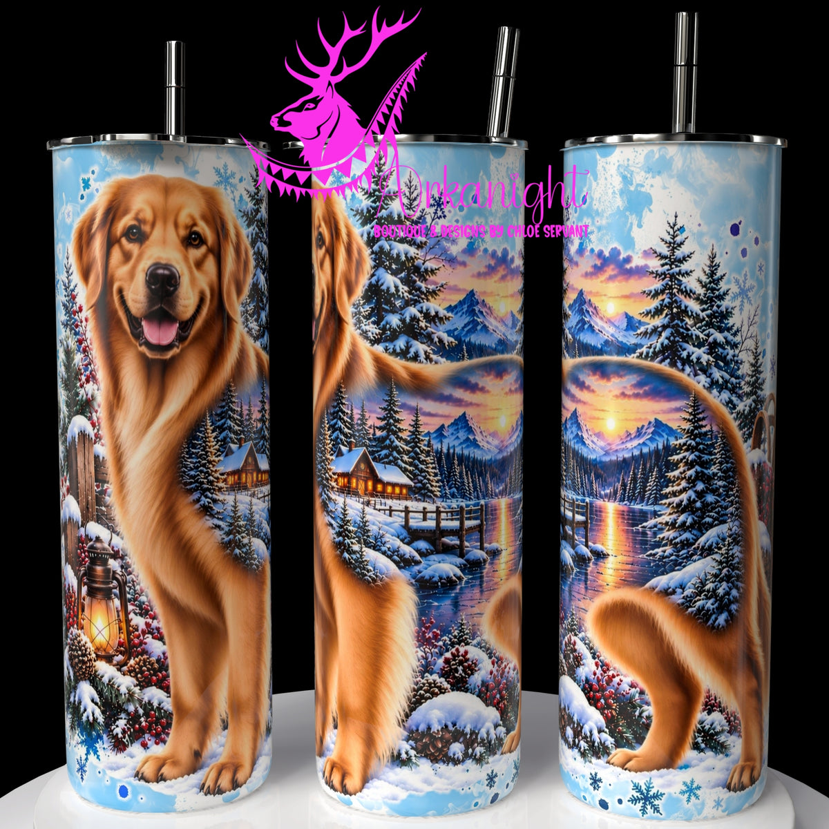 Numérique ♡Collection Hiver 2026-2027 ♡ Double Exposition au chalet ♡ Golden Retriever