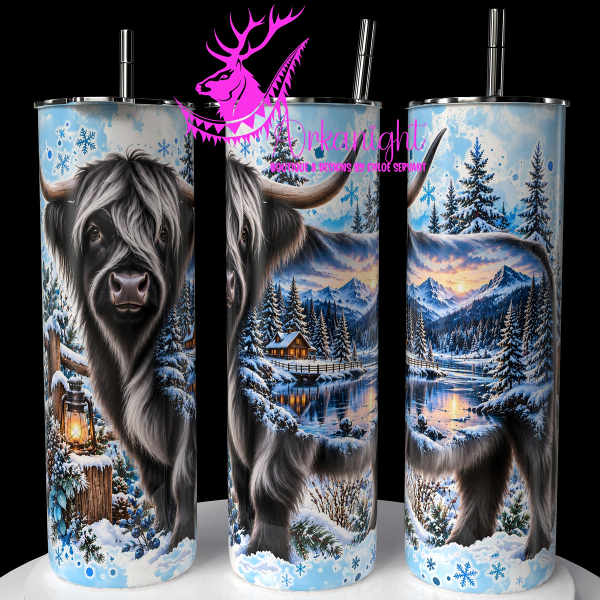 Gourde sur commande ♡ Collection  Hiver 2026-2027 ♡ Double Exposition au Chalet ♡ Vache Highland Noire