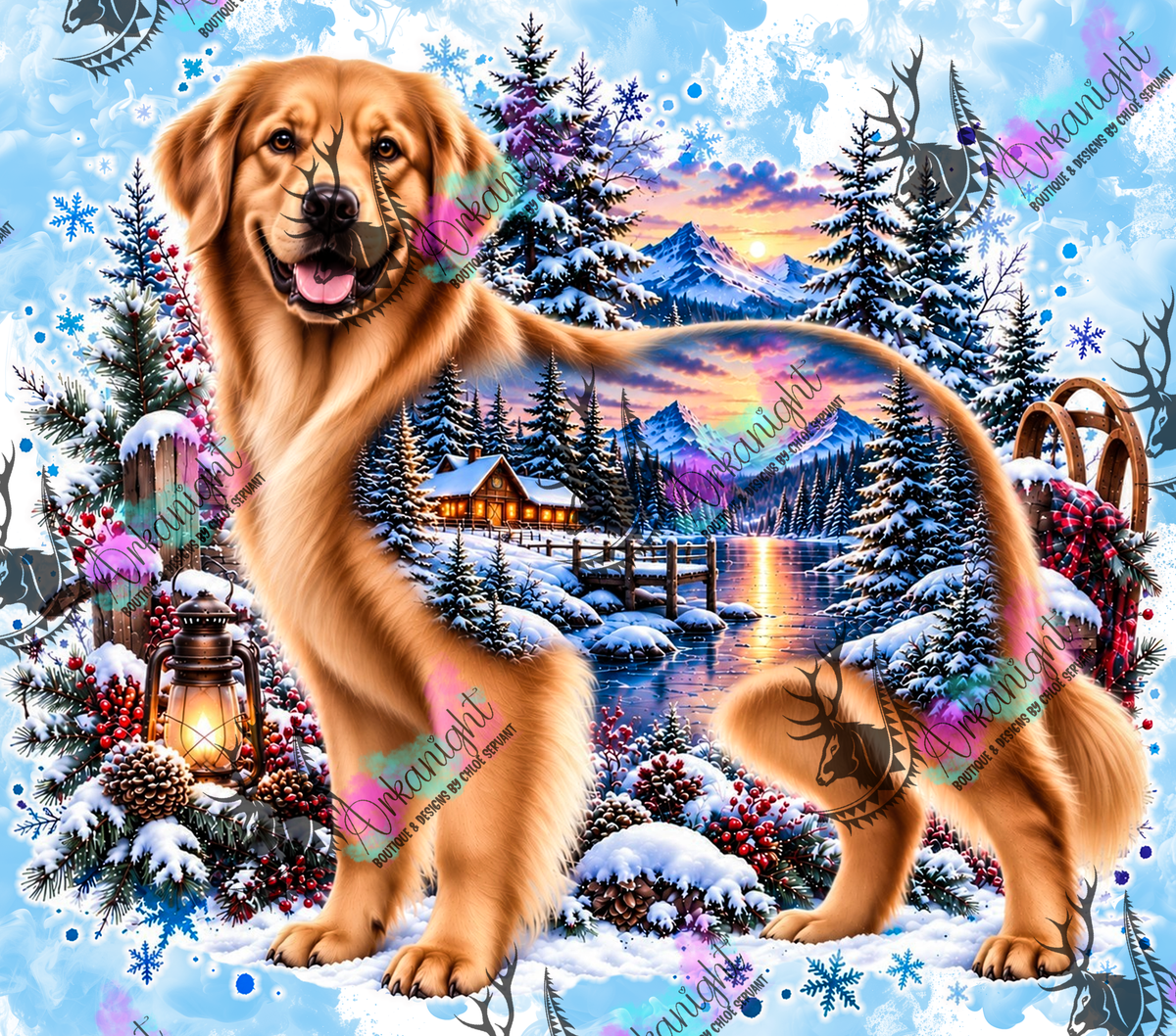 Numérique ♡Collection Hiver 2026-2027 ♡ Double Exposition au chalet ♡ Golden Retriever