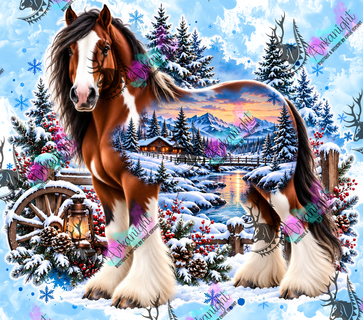 Numérique ♡Collection Hiver 2026-2027 ♡ Double Exposition au chalet ♡ Cheval Clydesdale