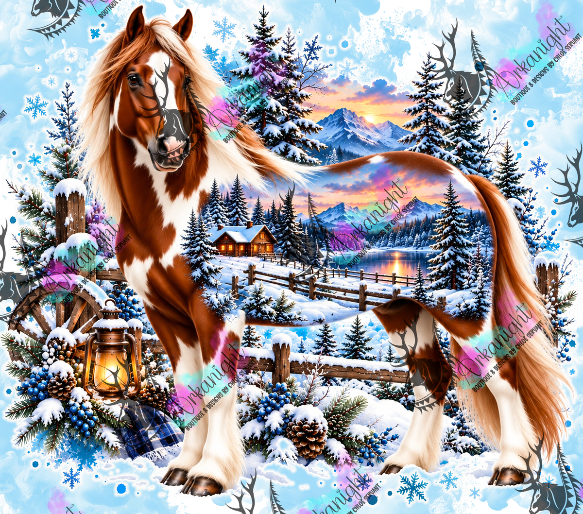 Numérique ♡Collection Hiver 2026-2027 ♡ Double Exposition au chalet ♡ Cheval Paint Horse