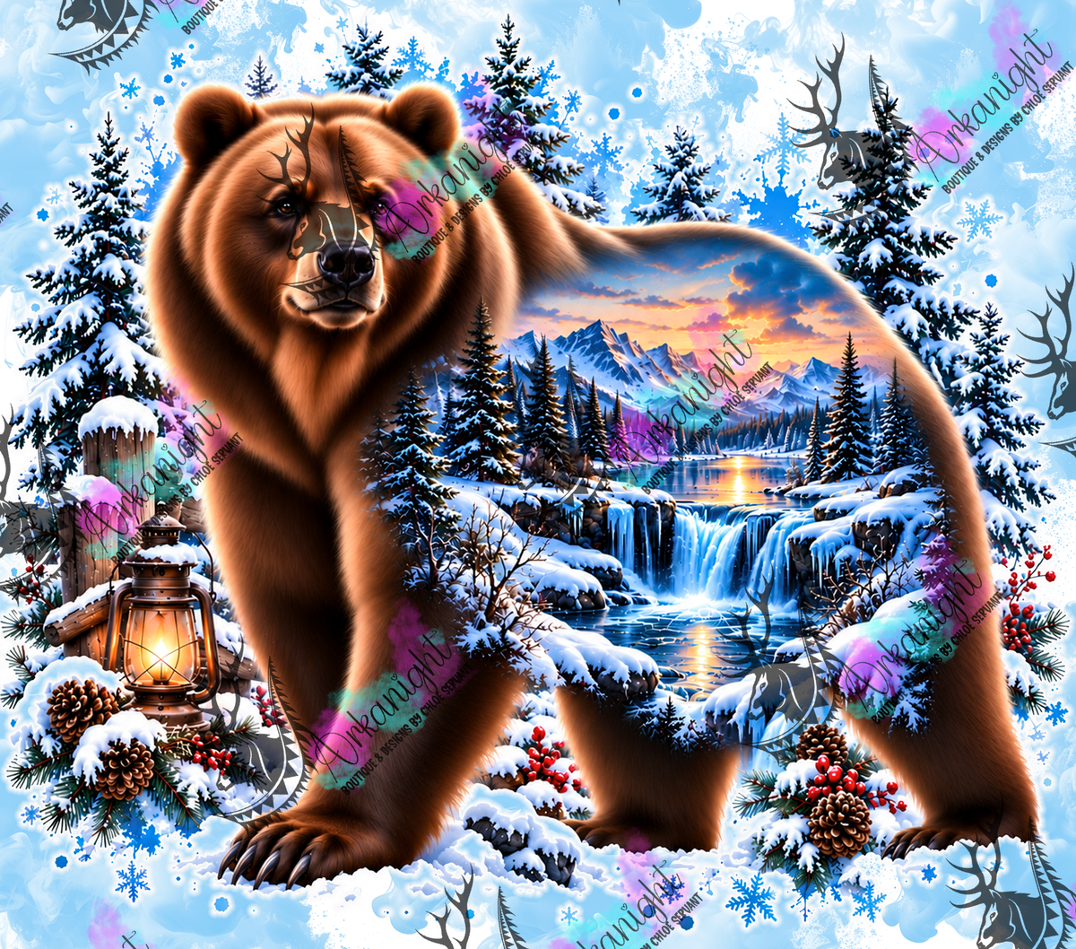 Numérique ♡Collection Hiver 2026-2027 ♡ Double Exposition au chalet ♡ Ours Brun