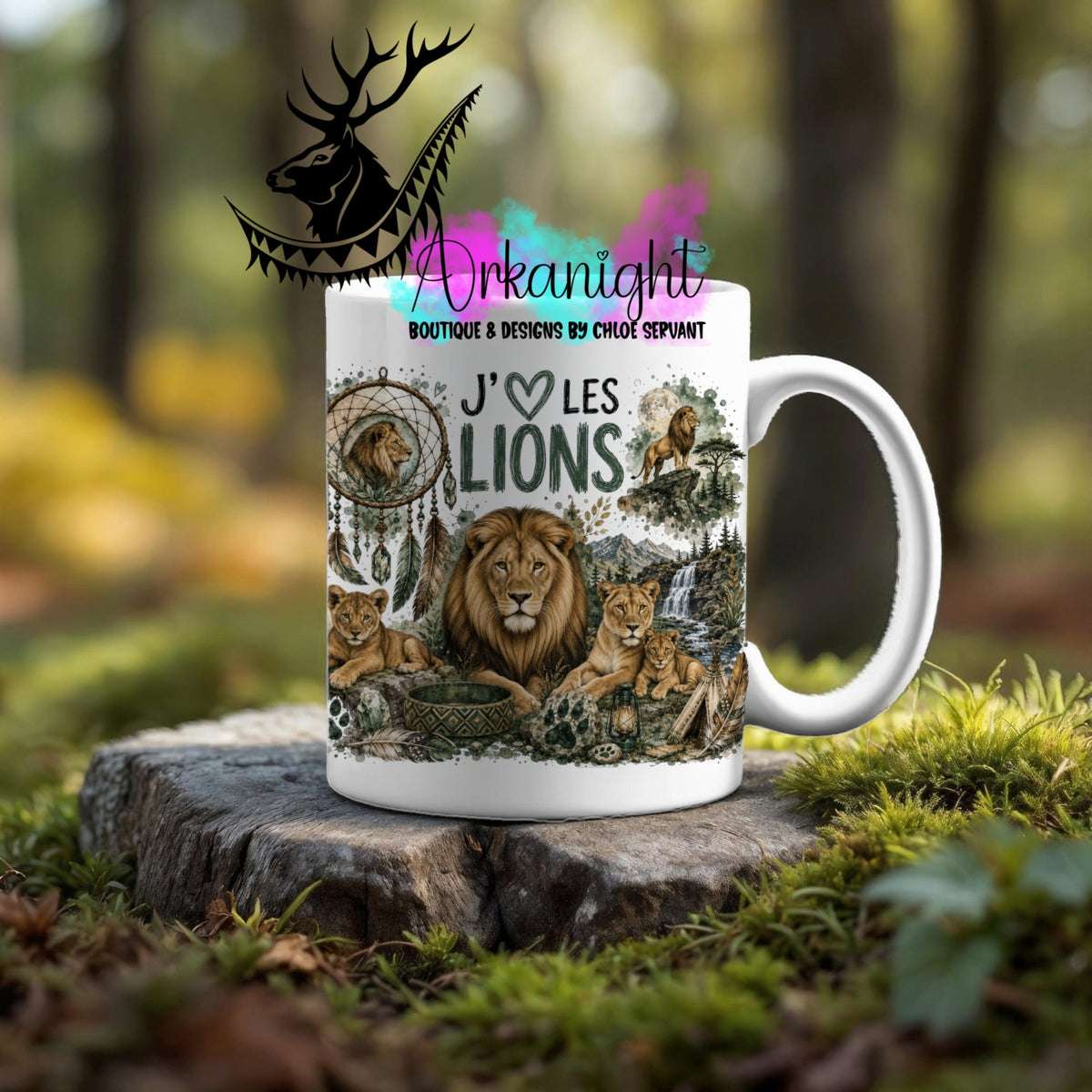 Tasse en céramique sur commande - Collection Boho Capteur de rêve ♡ Lion