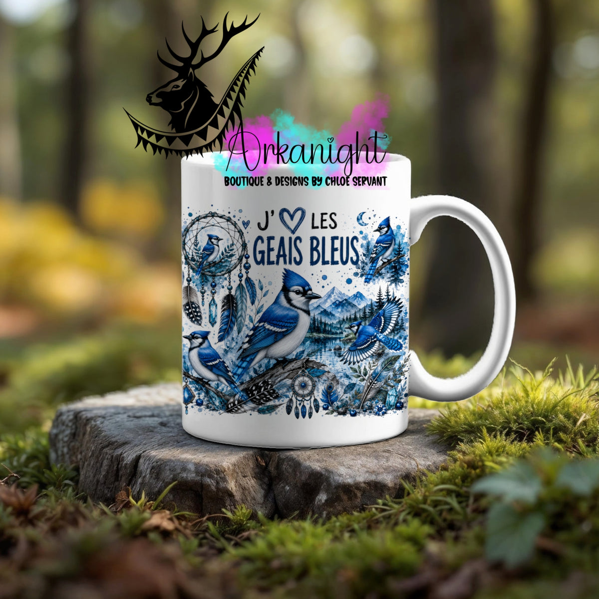 Tasse en céramique sur commande - Collection Boho Capteur de rêve ♡ Geai Bleu