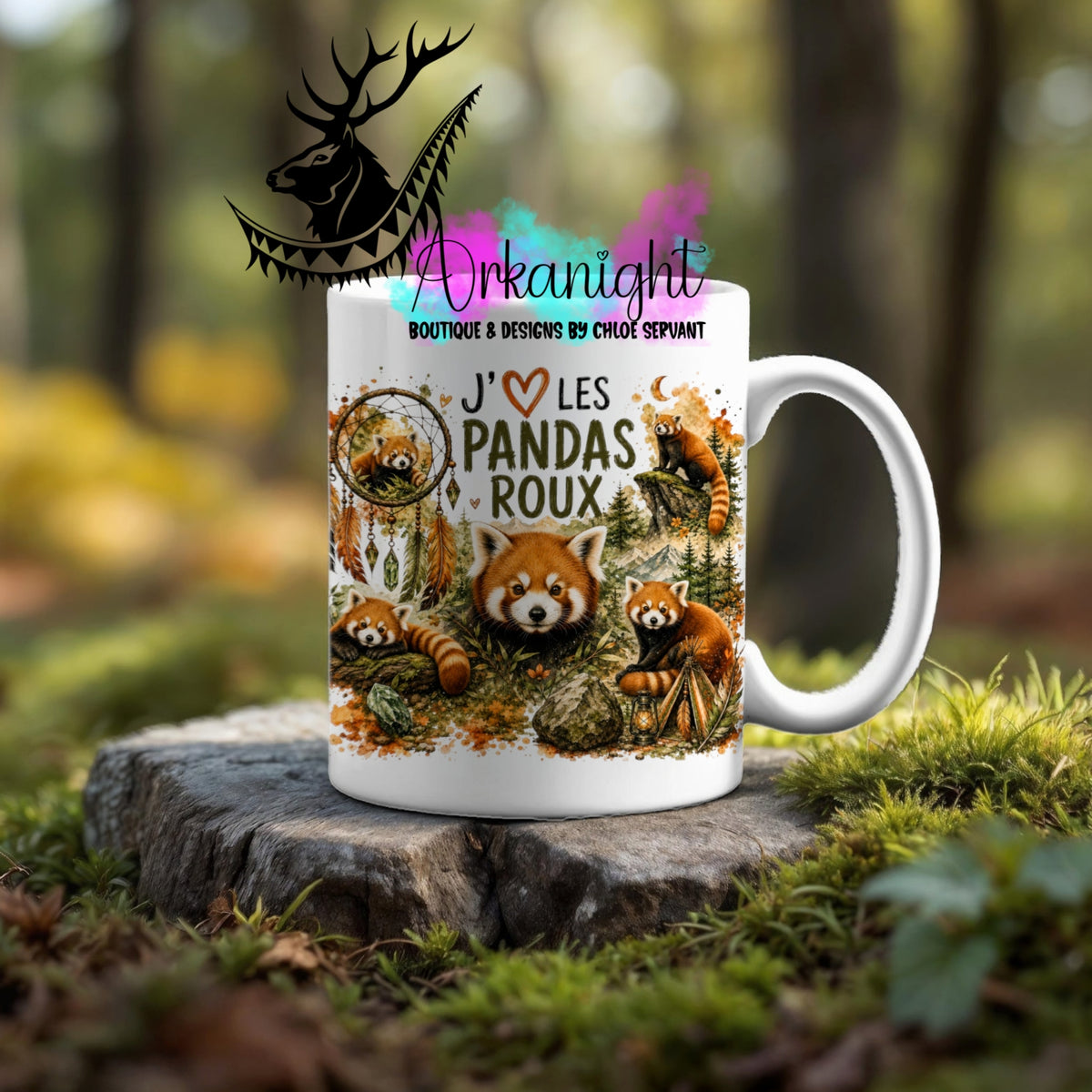 Numérique - Tasse en céramique - Collection Boho Capteur de rêve ♡ Pandas Roux