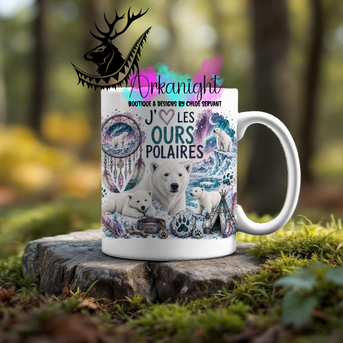 Tasse en céramique sur commande - Collection Boho Capteur de rêve ♡ Ours Polaires