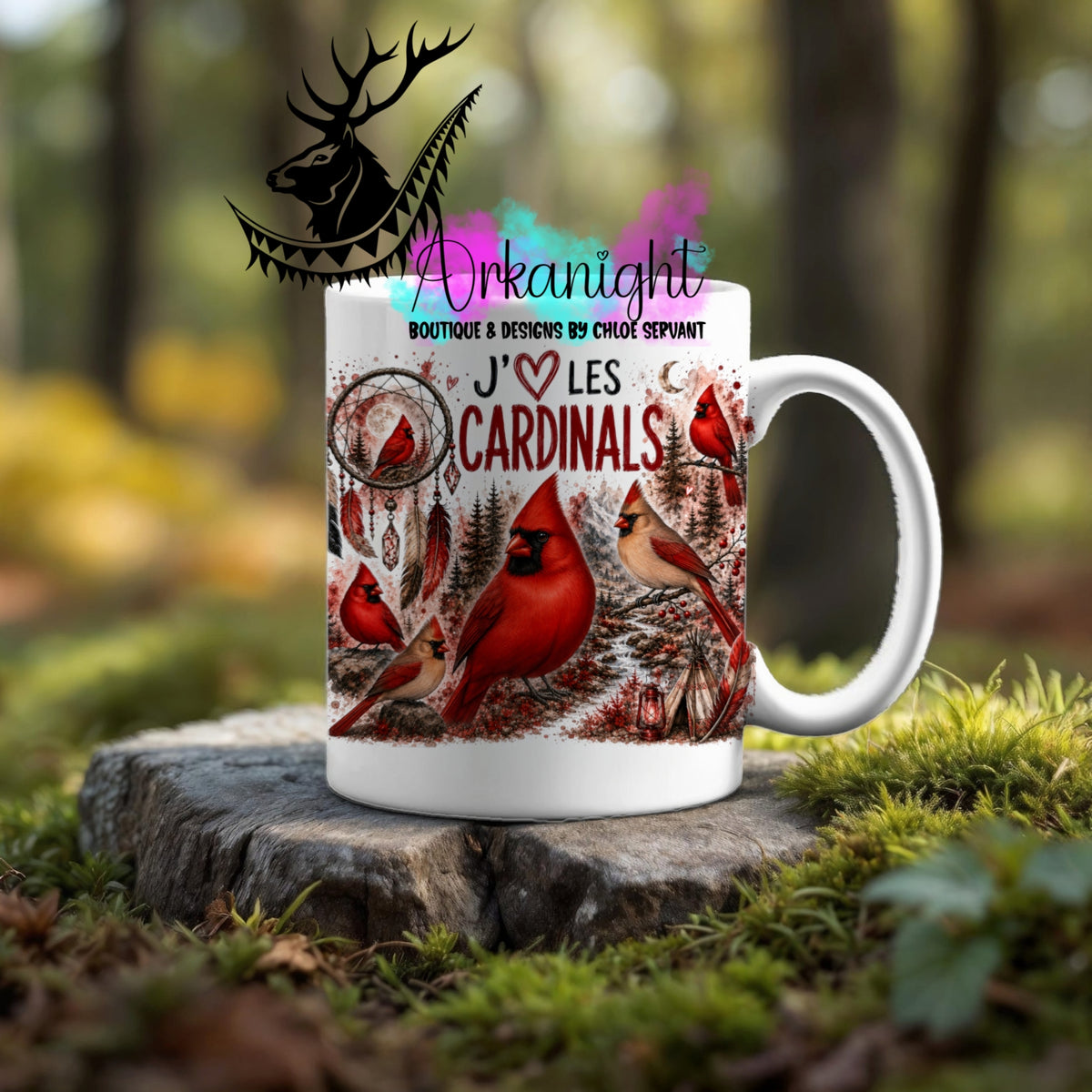 Tasse en céramique sur commande - Collection Boho Capteur de rêve ♡ Cardinal