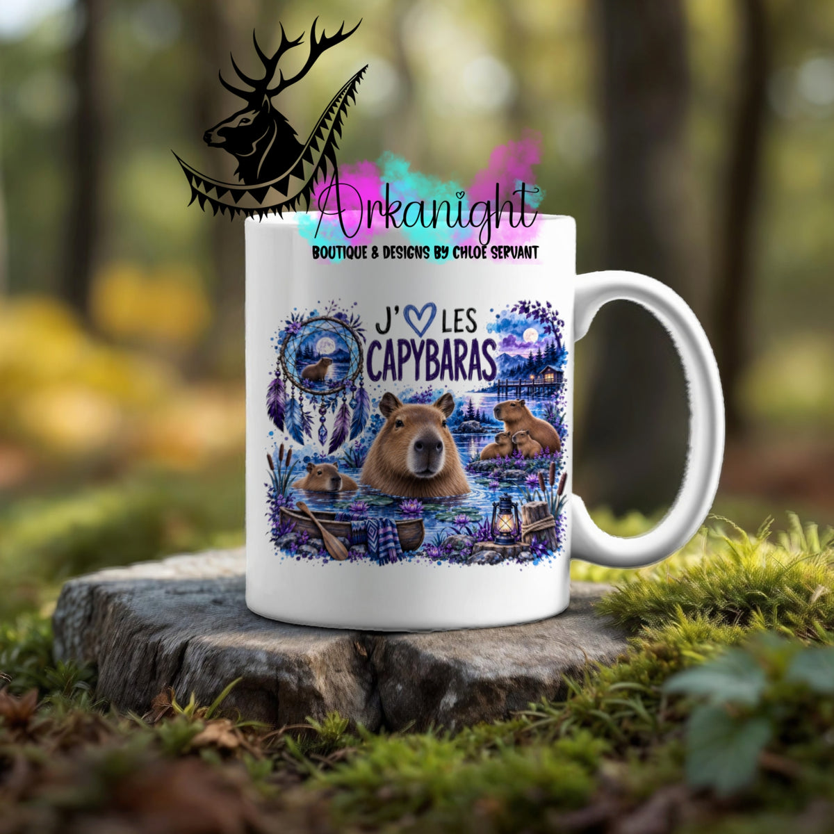 Tasse en céramique sur commande - Collection Boho Capteur de rêve ♡ Capybaras