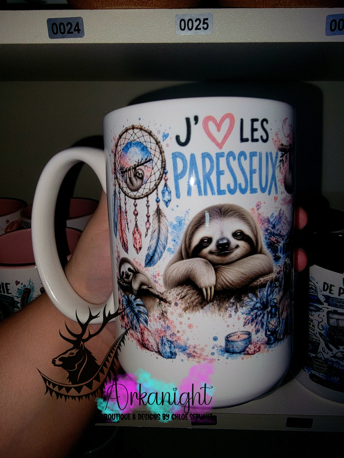 Tasse en céramique sur commande - Collection Boho Capteur de rêve ♡ Paresseux