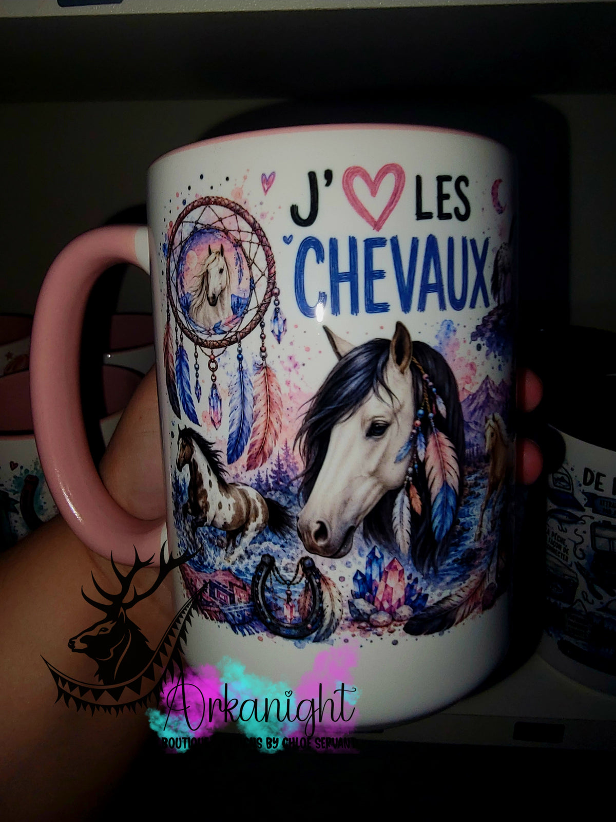 Tasse en céramique sur commande - Collection Boho Capteur de rêve ♡ Chevaux