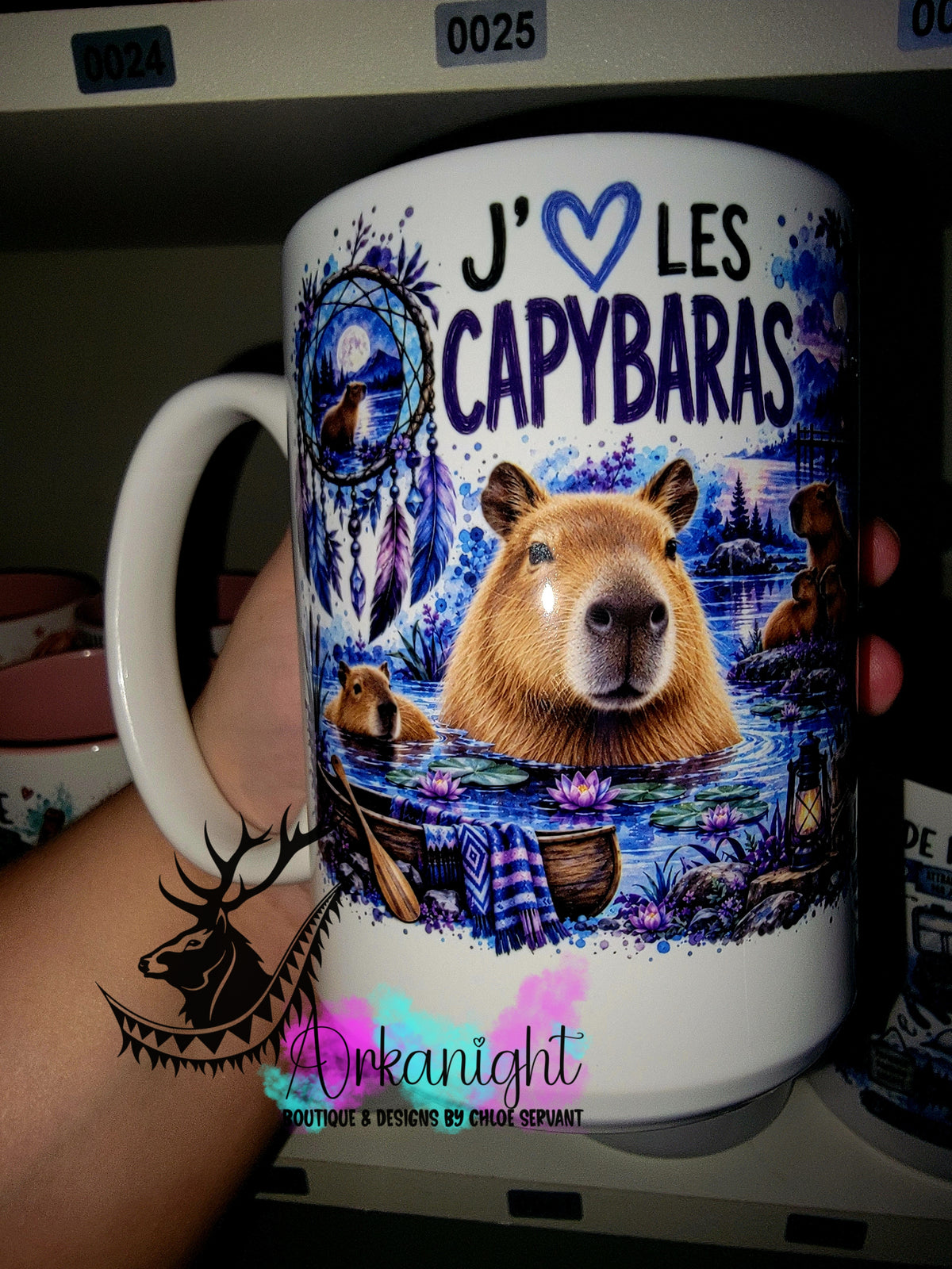 Tasse en céramique sur commande - Collection Boho Capteur de rêve ♡ Capybaras