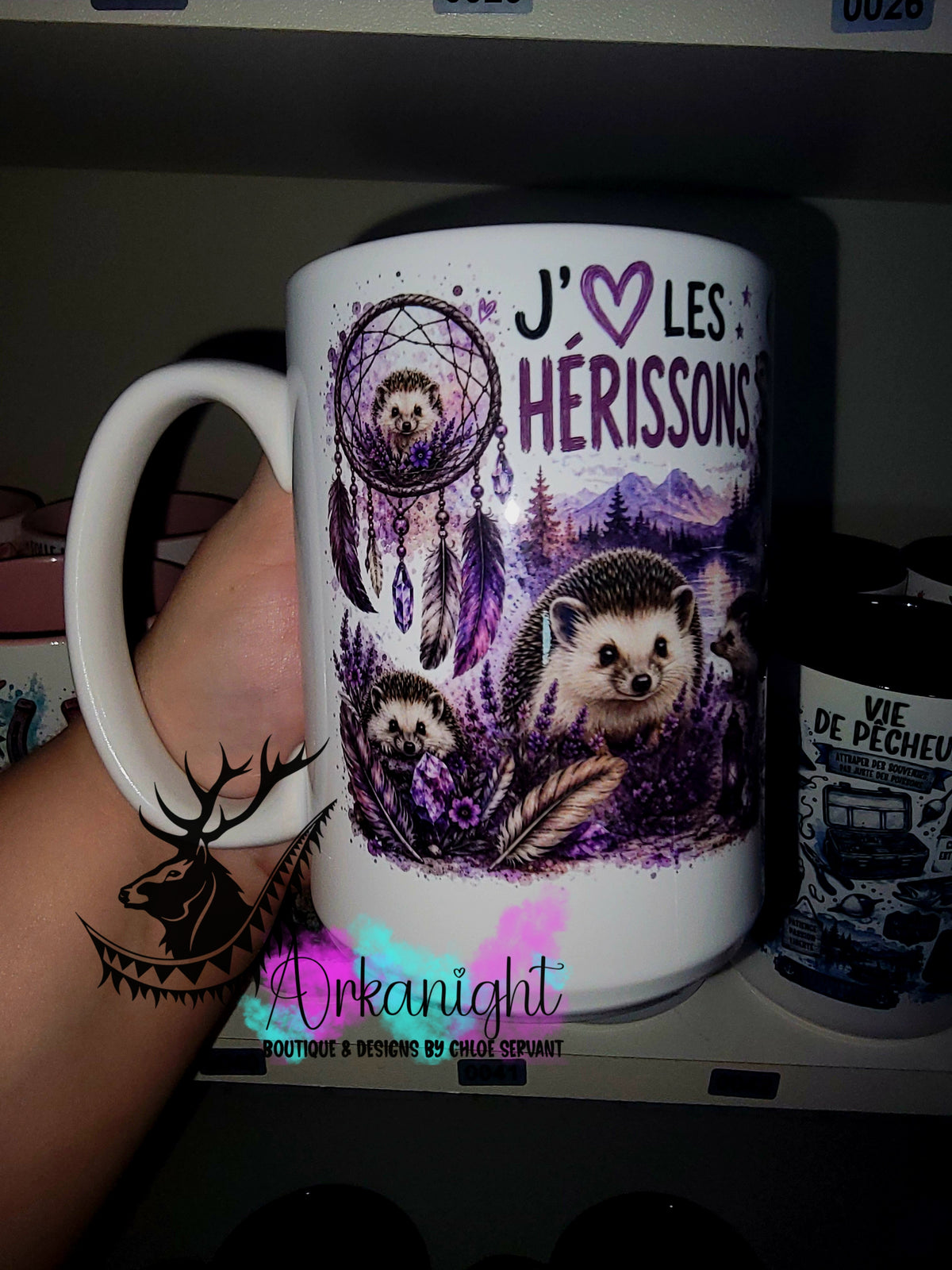 Tasse en céramique sur commande - Collection Boho Capteur de rêve ♡ Hérissons