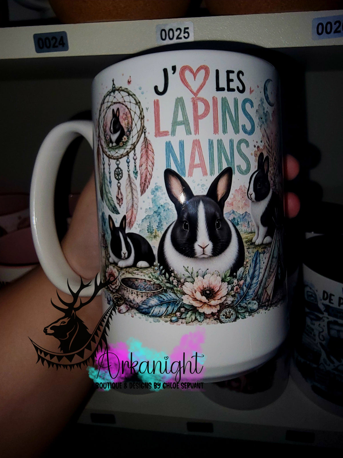 Tasse en céramique sur commande - Collection Boho Capteur de rêve ♡ Lapin Nain 2