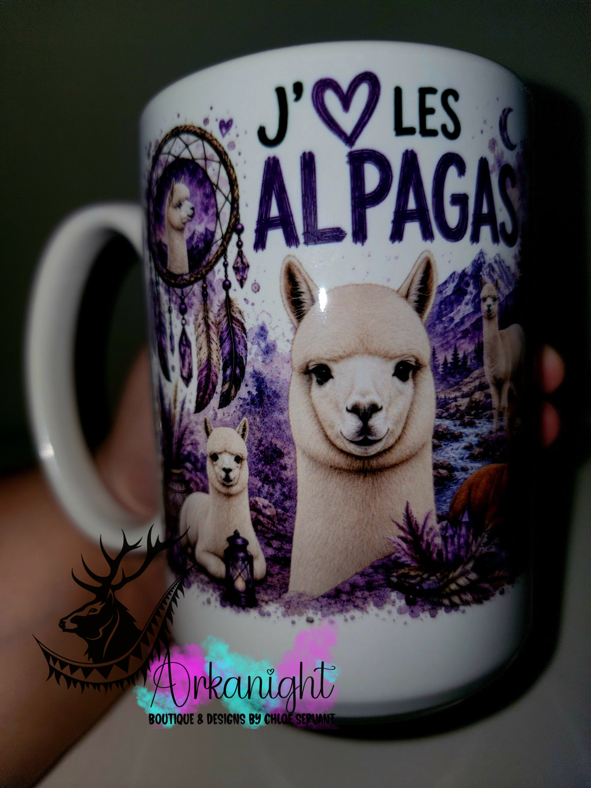 Tasse en céramique sur commande - Collection Boho Capteur de rêve ♡ Alpaga