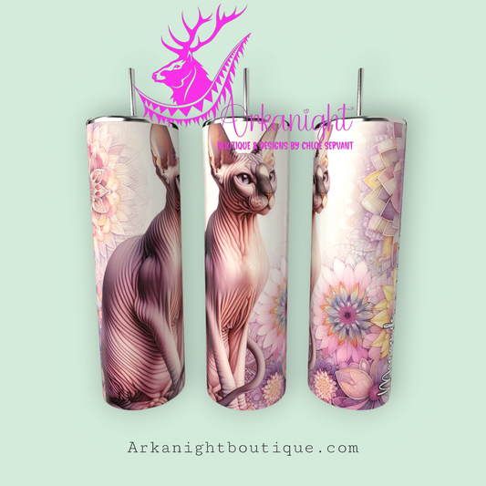Gourde sur commande - Maman de Sphynx - Mandalas - peau - 02