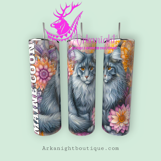 Gourde sur commande - Maman de Maine Coon - Mandalas - Gris - 03