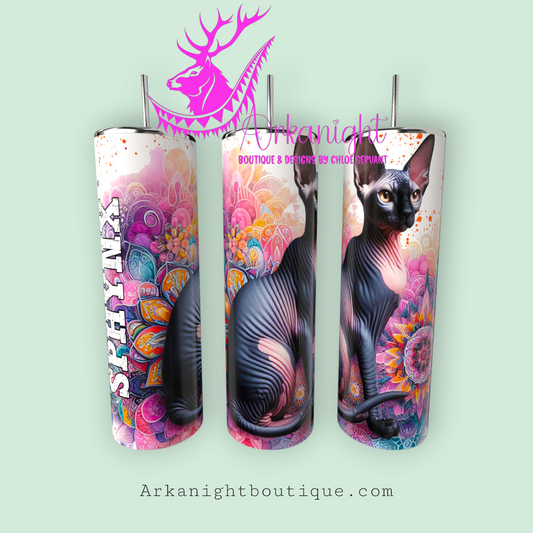Gourde sur commande - Maman de Sphynx - Mandalas - Noir - 03