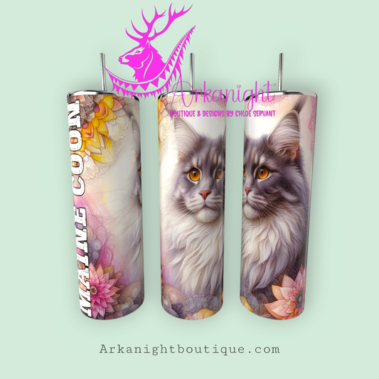 Gourde sur commande - Maman de Maine Coon - Mandalas - Gris - 01