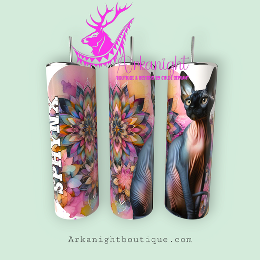 Gourde sur commande - Maman de Sphynx - Mandalas - Noir - 01