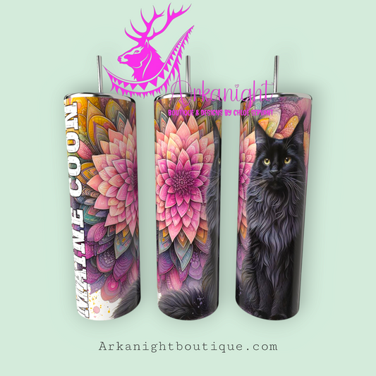 Gourde sur commande - Maman de Maine Coon - Mandalas - Noir - 01