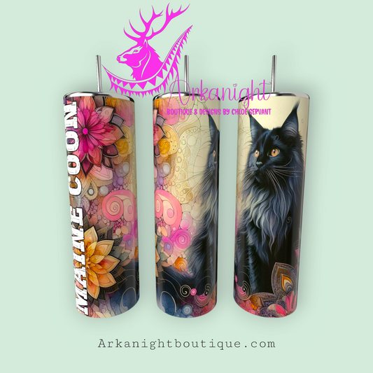 Gourde sur commande - Maman de Maine Coon - Mandalas - Noir - 02