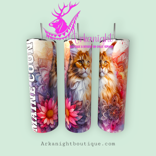 Gourde sur commande - Maman de Maine Coon - Mandalas - Roux - 03