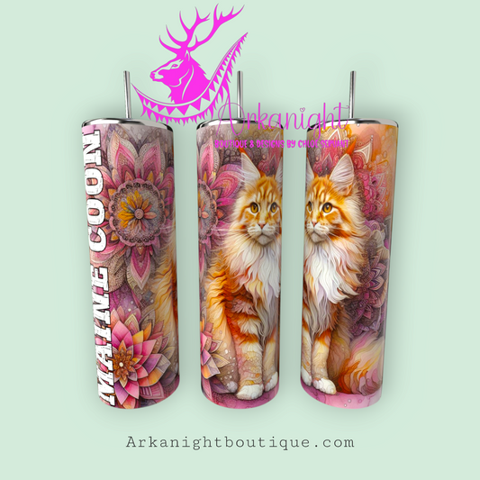 Gourde sur commande - Maman de Maine Coon - Mandalas - Roux - 01
